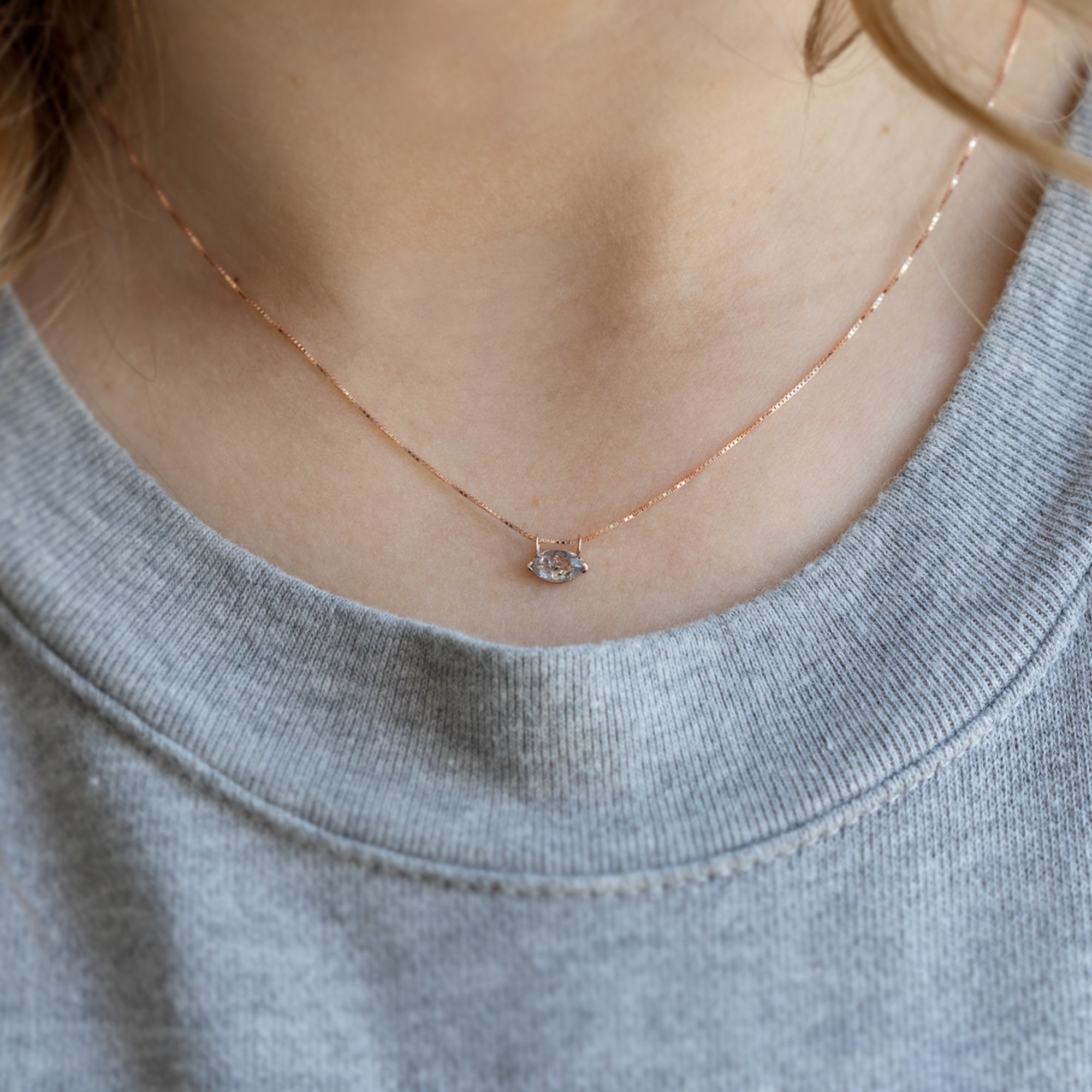 0.70 Carat Salt and Pepper Diamond Marquise Necklace