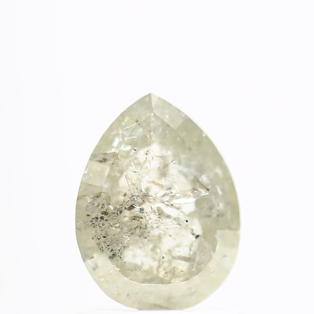 0.95 Carat Light Yellow Salt and Pepper Pear Diamond For Engagement Ring