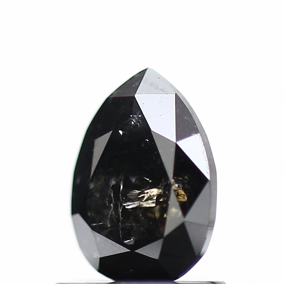 0.79 Carat Fancy Black Pear Salt and Pepper Diamond 7.02 MM