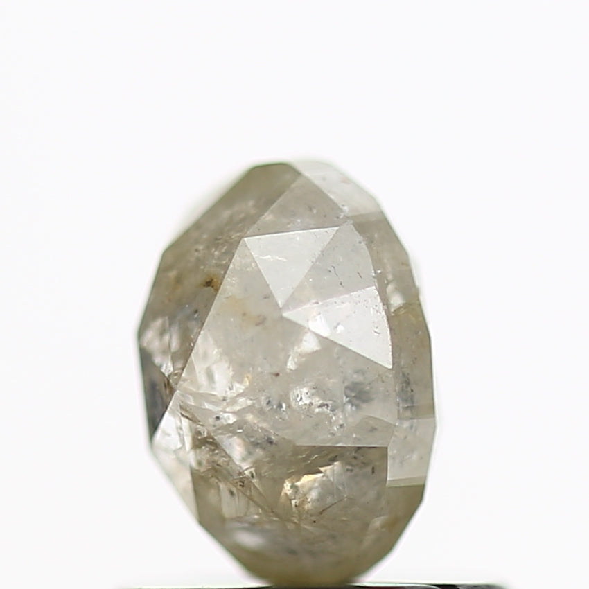 0.91 Carat Natural Rustic Oval Grey Diamond 6 MM
