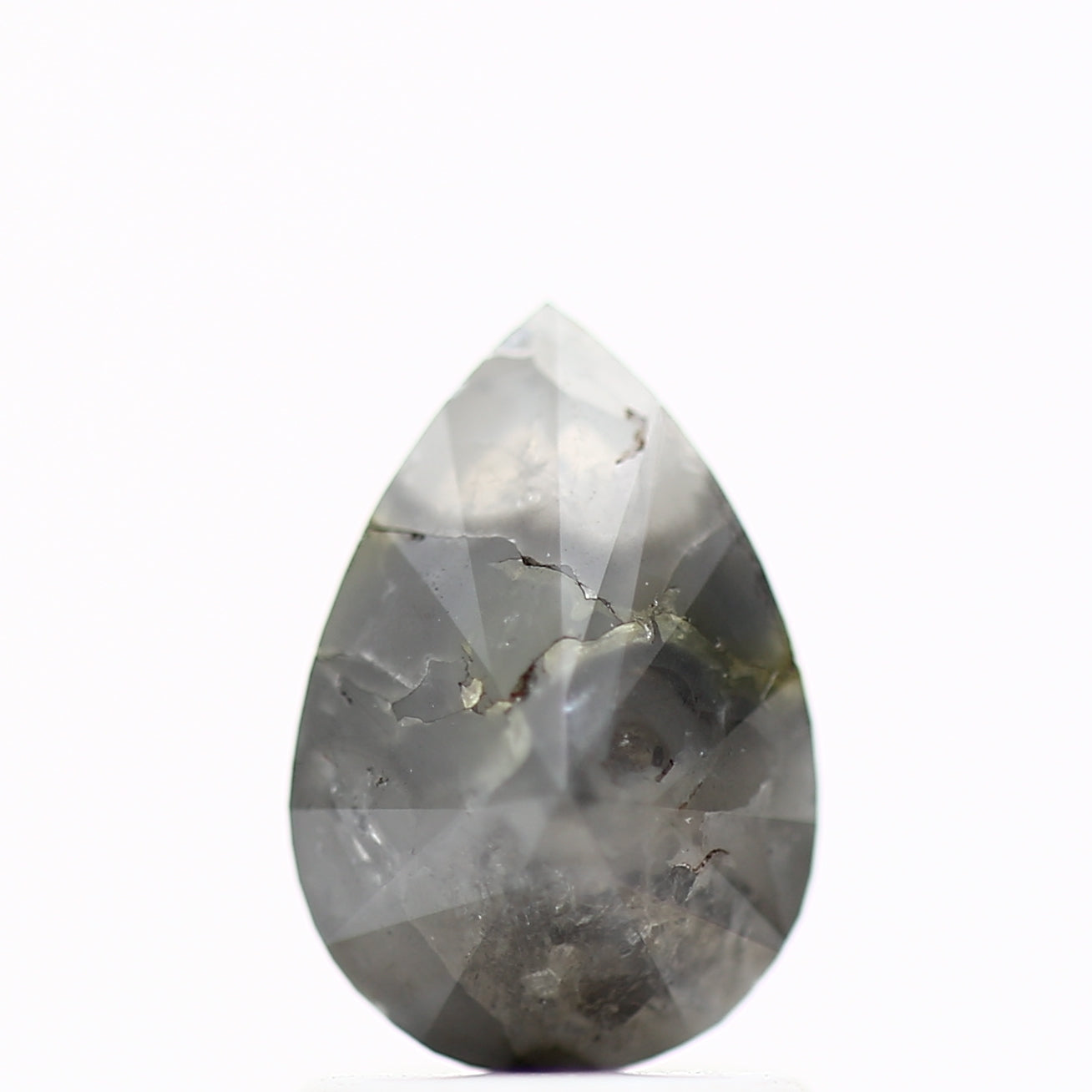 1.48 Carat Natural Gray Diamond For Pear Diamond Solitaire Necklace