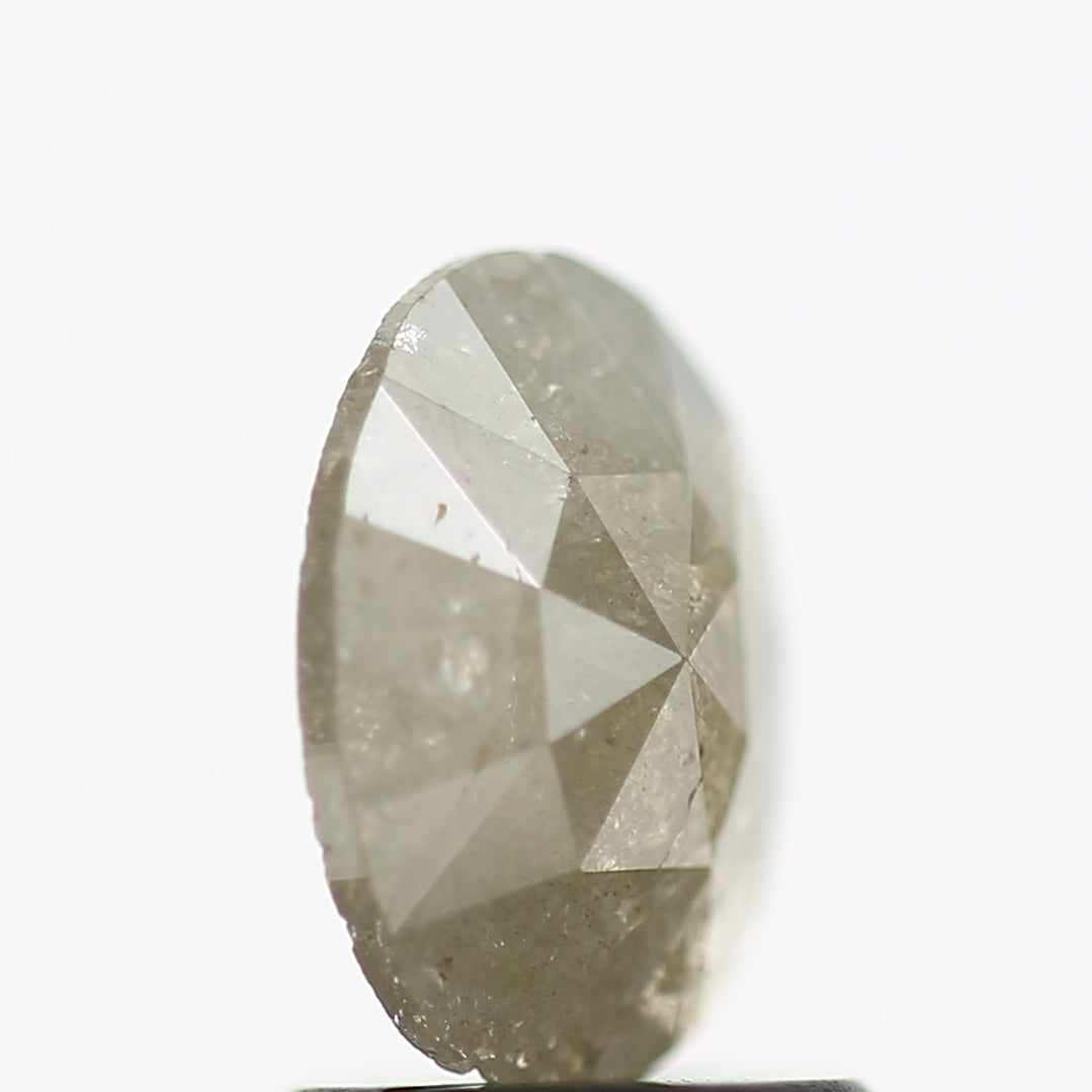 0.86 Carat Gray Oval Rose Cut Salt and Pepper Natural Diamond 8.1 MM