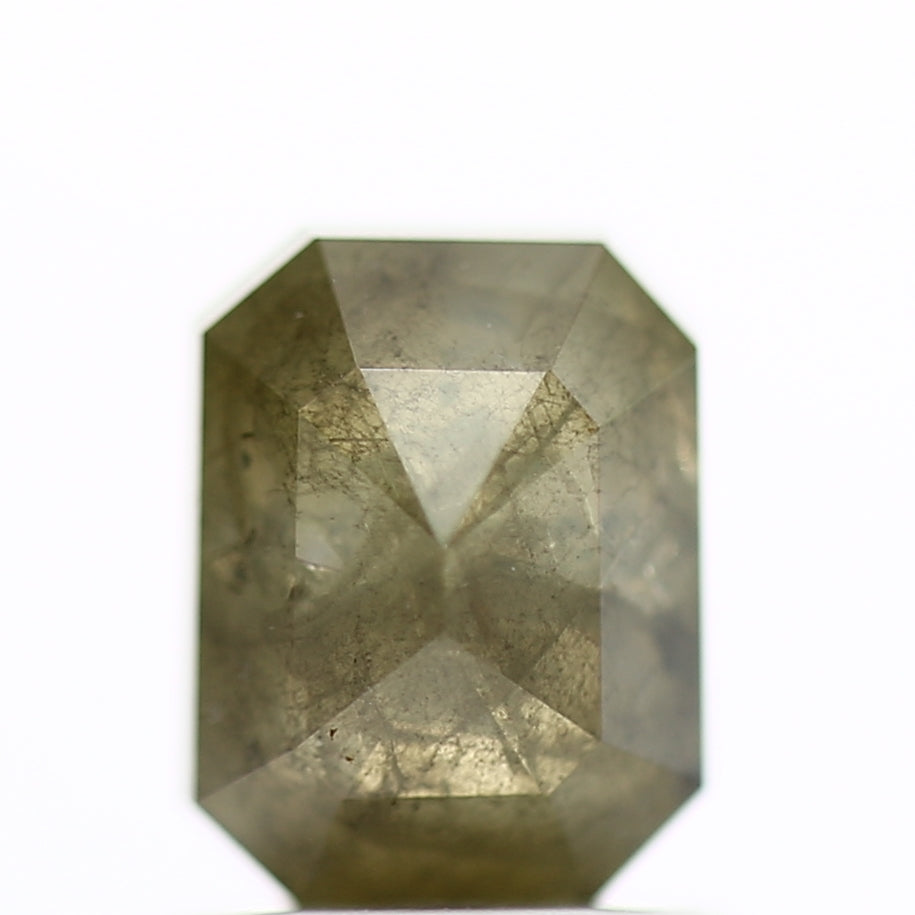 1.23 Carat 6.5 MM Natural Rustic Green Gray Emerald Loose Diamond - Blackdiamond