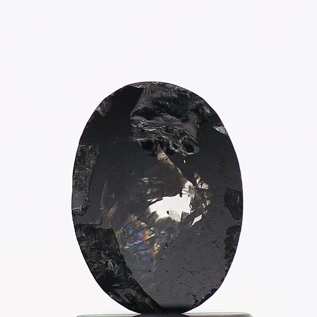 0.75 Carat Fancy Black Oval Rose Cut Natural Diamond 7.3 MM