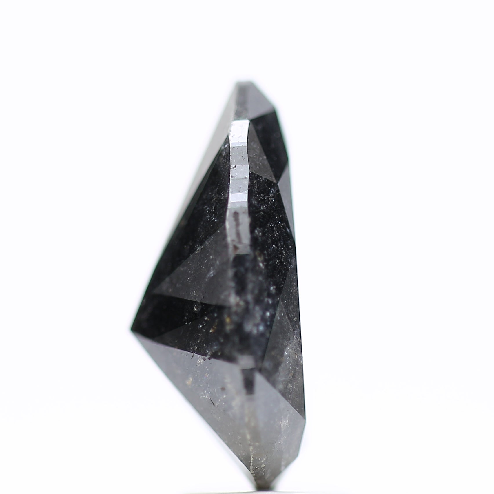 4.44 Carat Natural Pear Salt And Pepper Fancy Black Diamond 13.40 MM