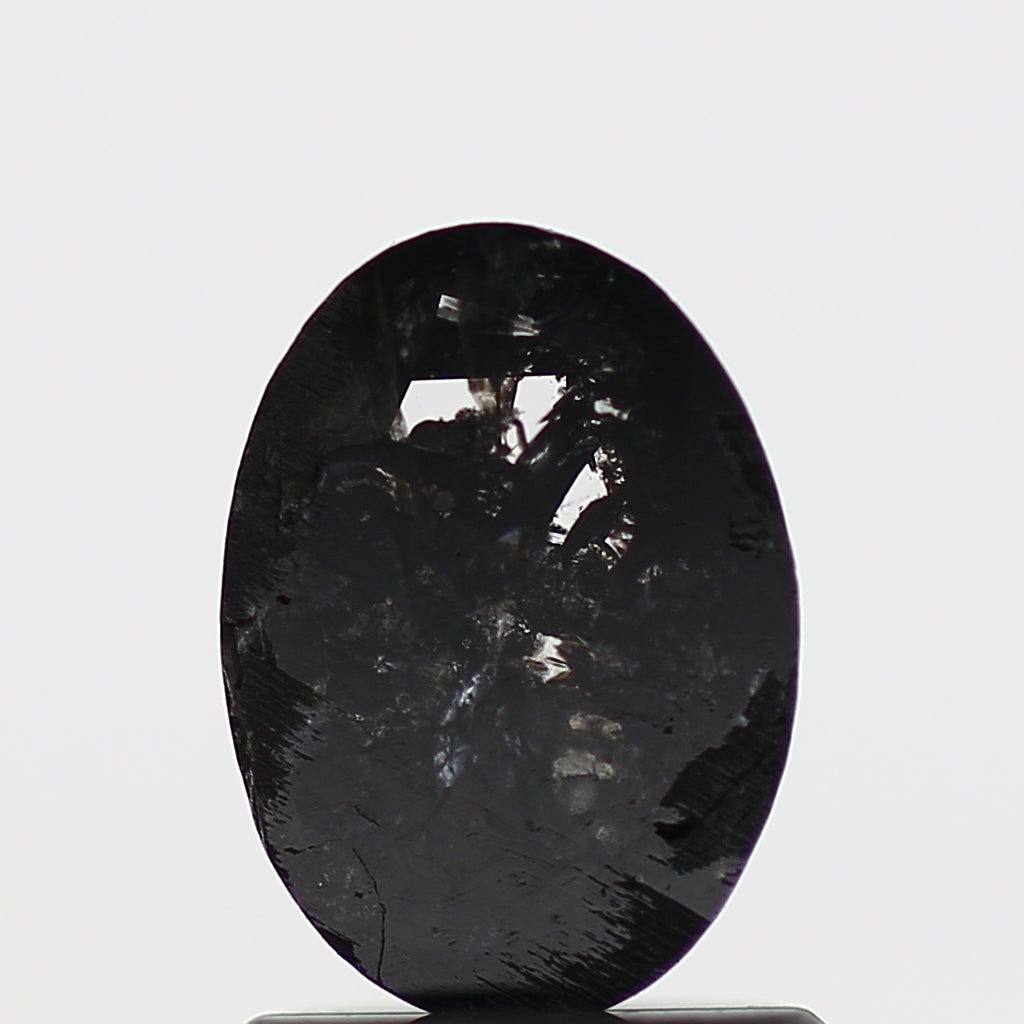 0.69 Carat Fancy Black Natural Rose Cut Diamond Oval 7.7 MM