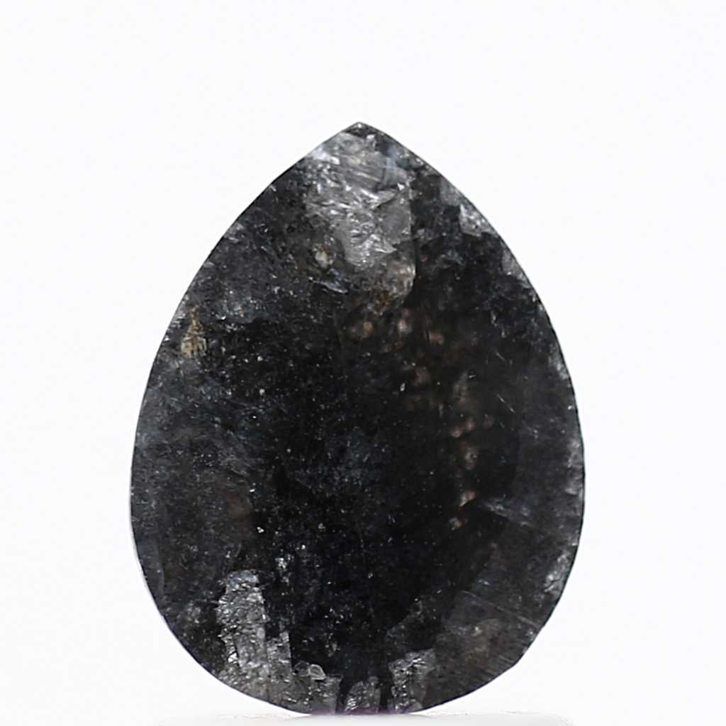 1.26 Carat Natural Black Pear Rose Cut Black Loose Diamond