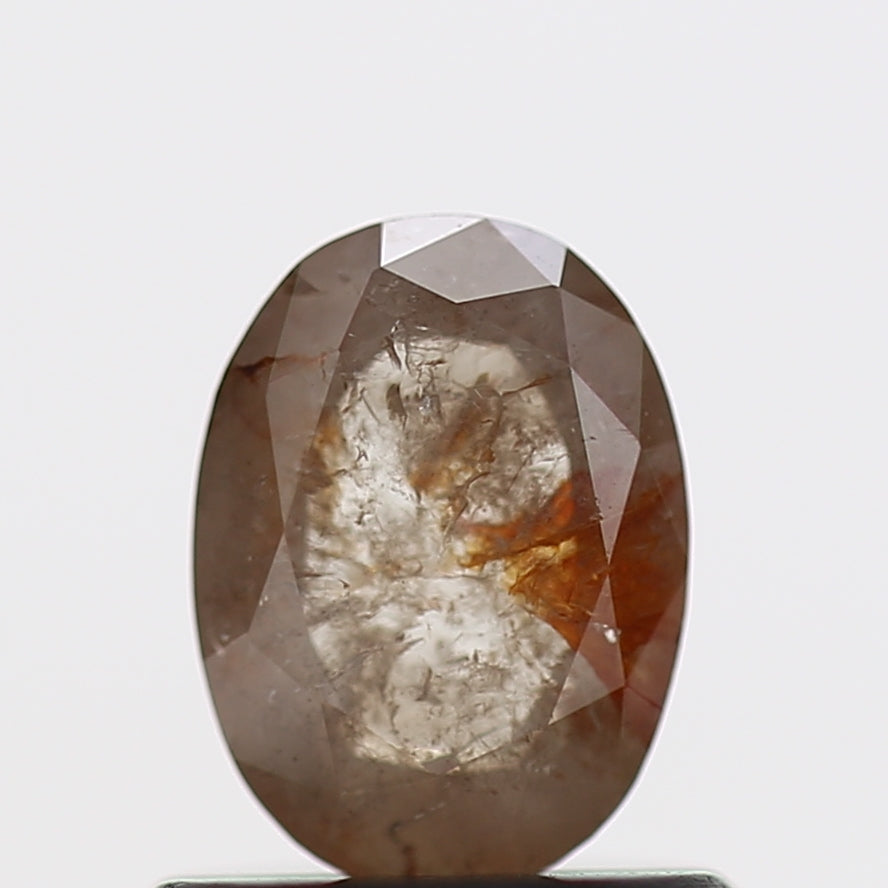 0.60 Carat Orange Oval Brilliant Rose Cut Natural Diamond 6.5 MM