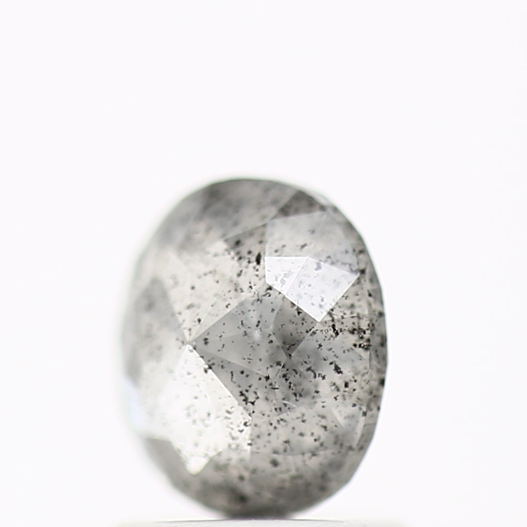 0.97 Carat Oval Gray Rose Cut Salt and Pepper Diamond 6.54 MM