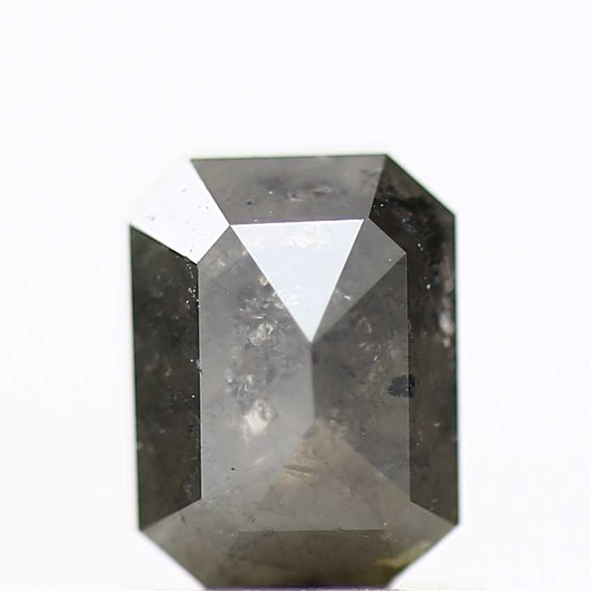 1.15 Carat 6.02 MM Natural Gray Emerald Cut Salt and Pepper Diamond - Blackdiamond