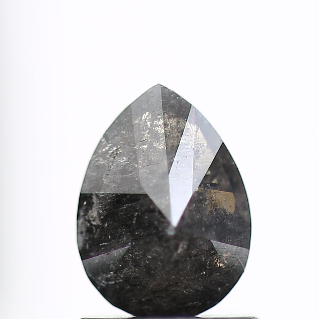 0.79 Carat Fancy Pear Black Salt and Pepper Diamond 7.25 MM
