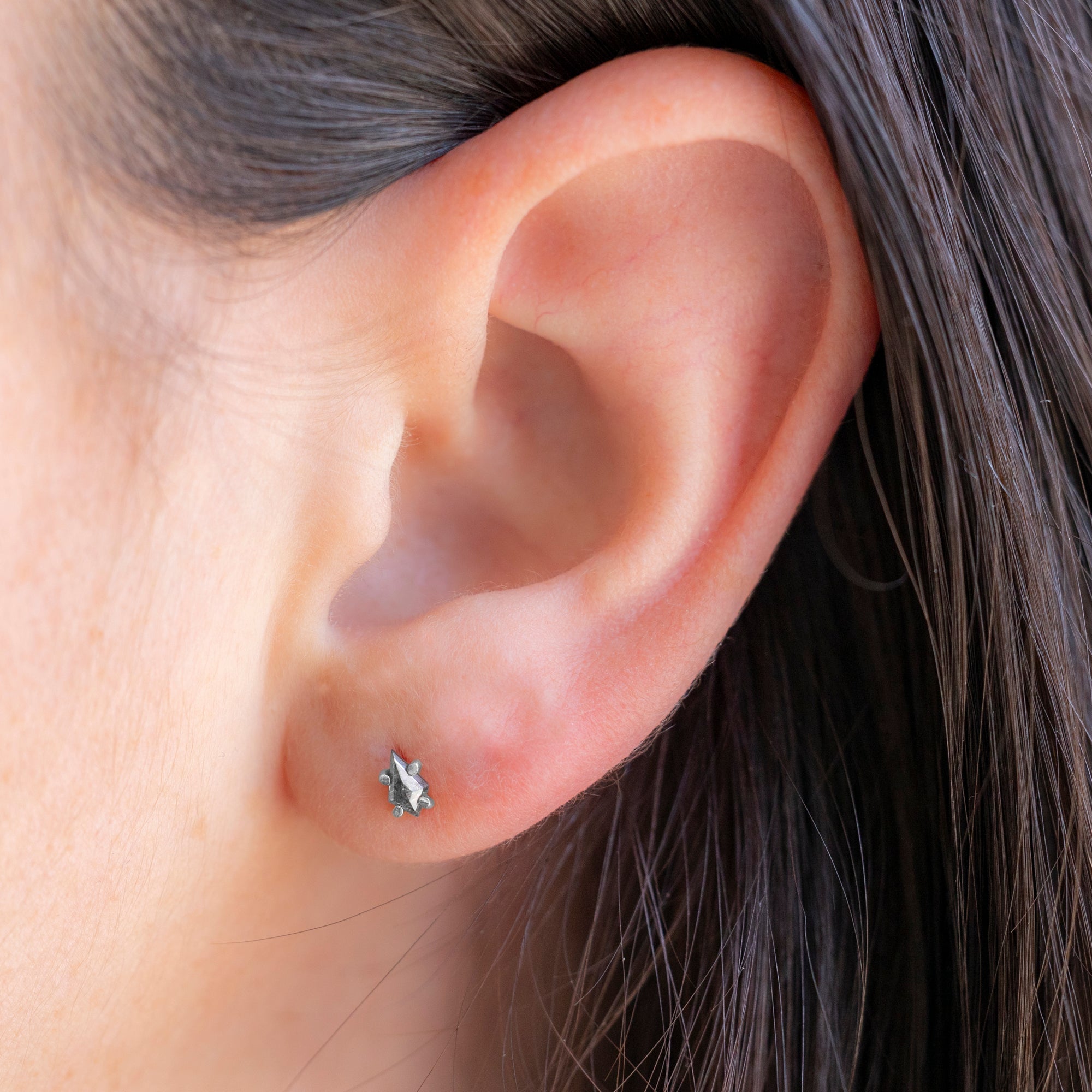 0.70 Carat Salt and Pepper Kite Diamond Earrings