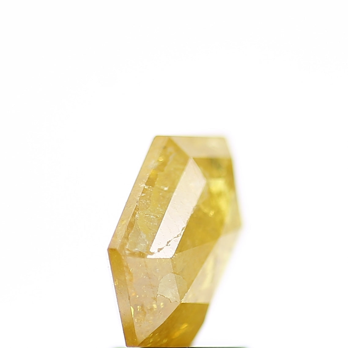 2 Carat Hexagon Salt and Pepper Diamond Elongated Fancy Yellow 10.50 MM