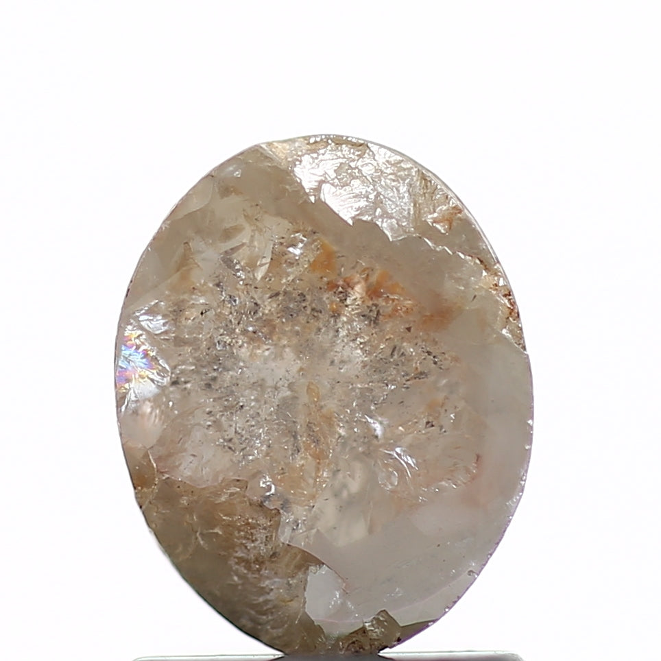 1.40 Carat Oval Rose Cut Salt and Pepper Diamond 7.3 MM