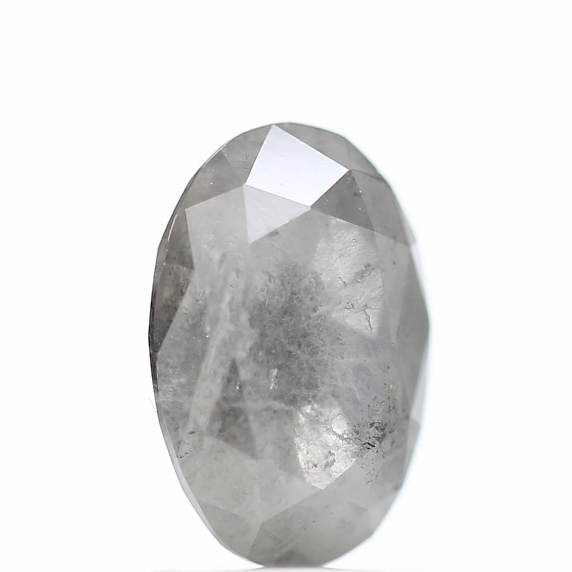 1.60 Carat Rose cut Fancy Gray Oval Salt and Pepper Diamond 8.52 MM