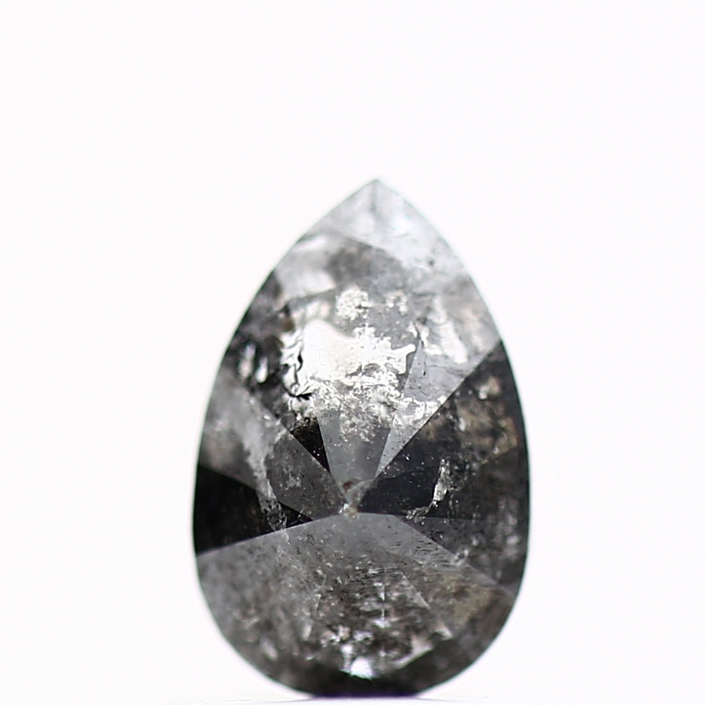0.77 Carat Natural Black Pear Diamond For Salt Pepper Ring