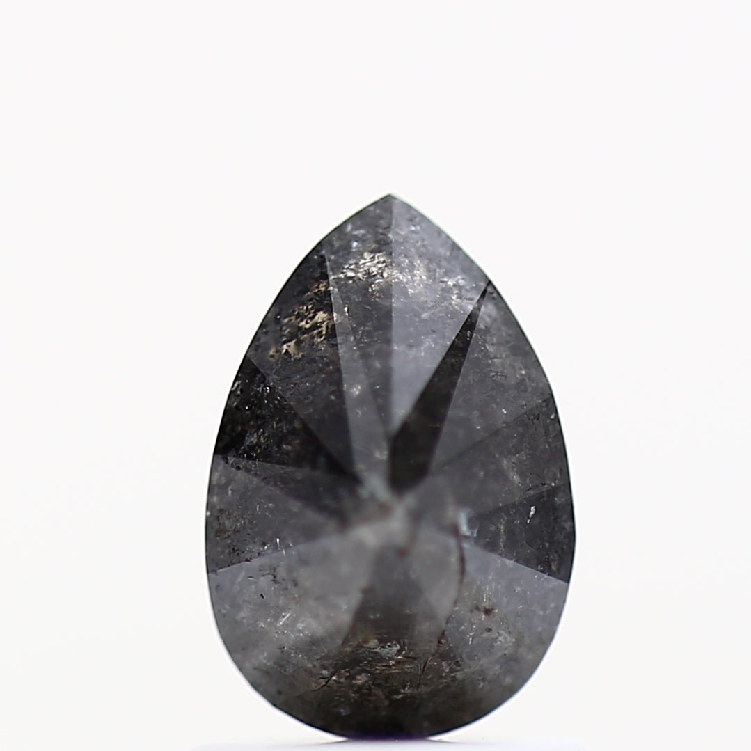 0.90 Carat Fancy Black Natural Diamond Ring Pear Ring 7.53 MM