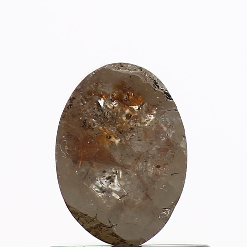 0.77 Carat Natural Rustic Oval Brown Gray Diamond 6.1 MM