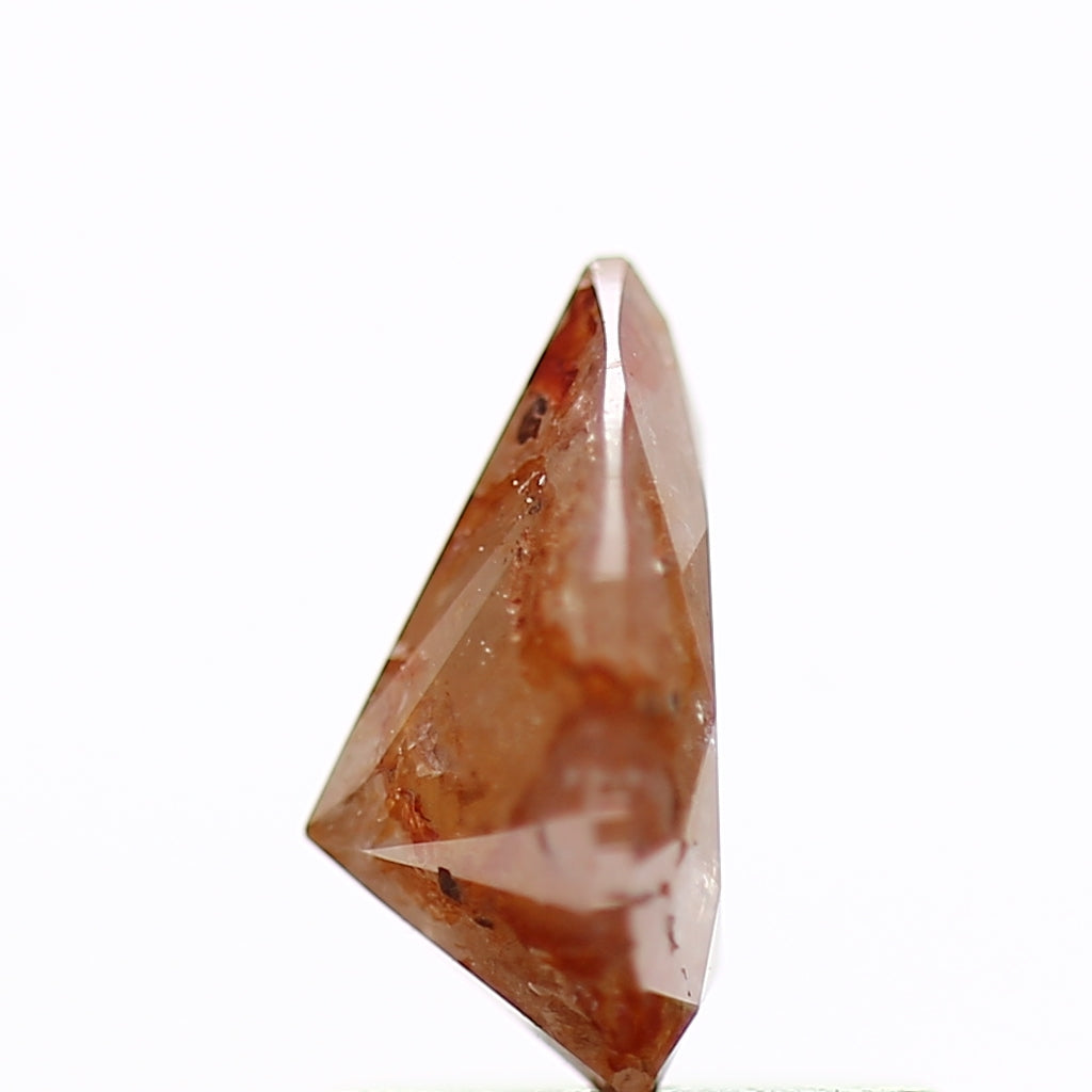 0.87 Carat Rustic Natural Orange Pear Brilliance Diamond 7.58 MM