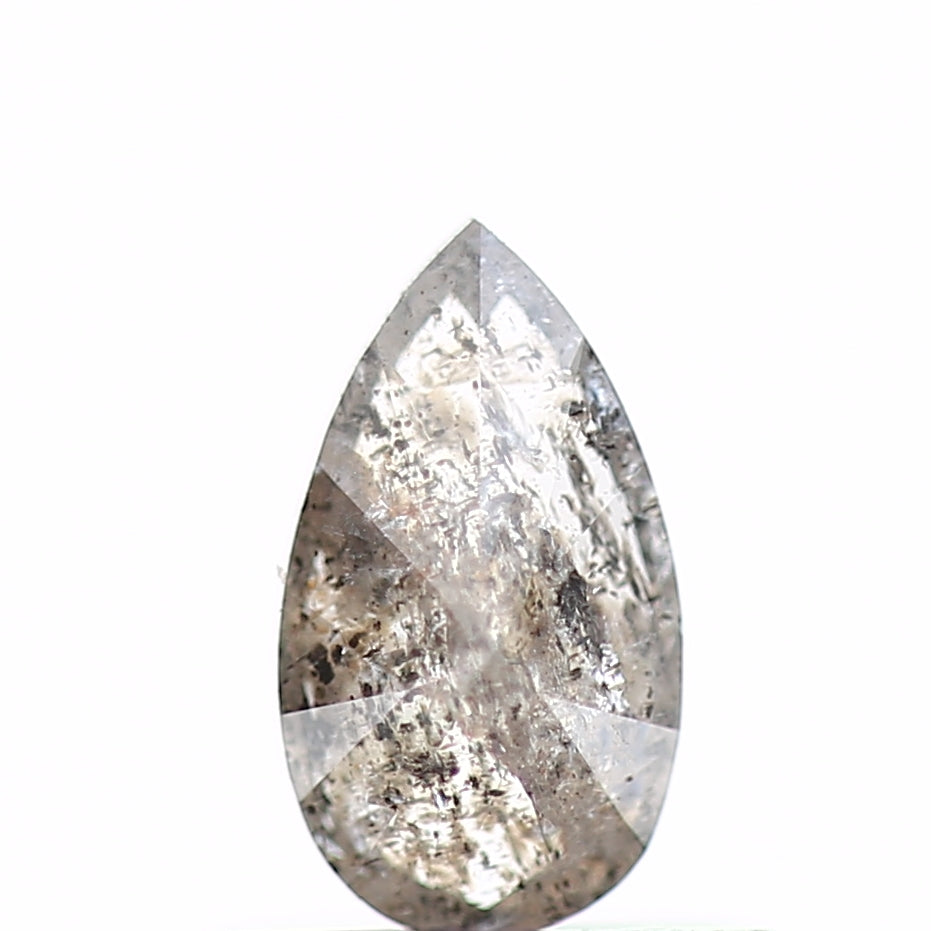 0.52 Carat Fancy Gray Pear Salt and Pepper Diamond 6.81 MM