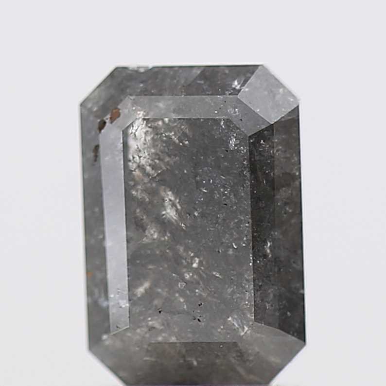 1.20 Carat 7.58 MM Fancy Gray Emerald Cut Salt and Pepper Diamond - Blackdiamond