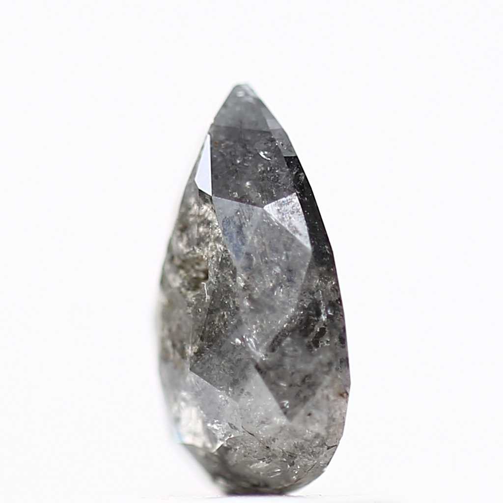 0.82 Carat Natural Pear Salt and Pepper Diamond 8.04 MM