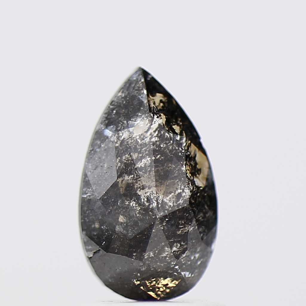 1.13 Carat Gray Natural Pear Rose Cut Loose Diamond