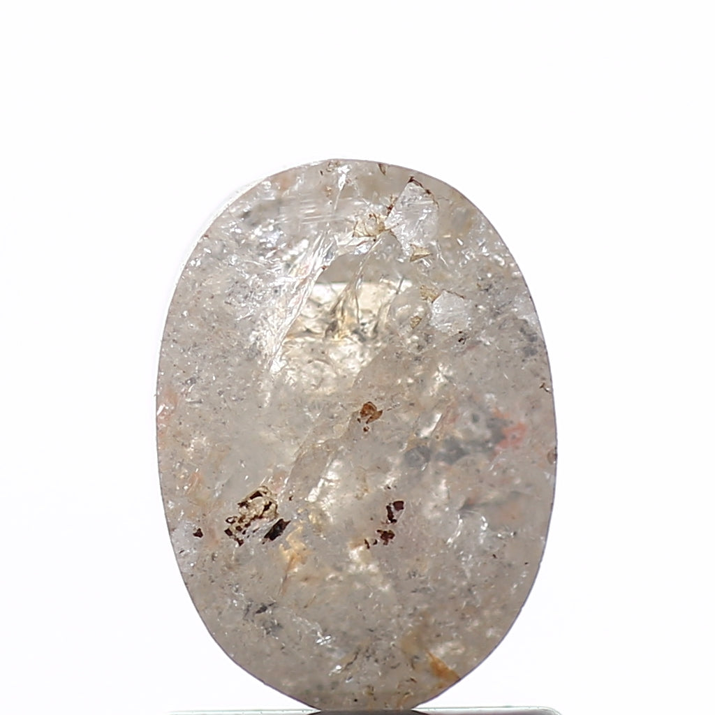 1.11 Carat Oval Rose Cut Salt and Pepper Diamond 7.1 MM