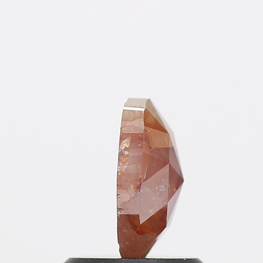0.68 Carat Orange Rose Cut Oval Diamond 6.6 MM