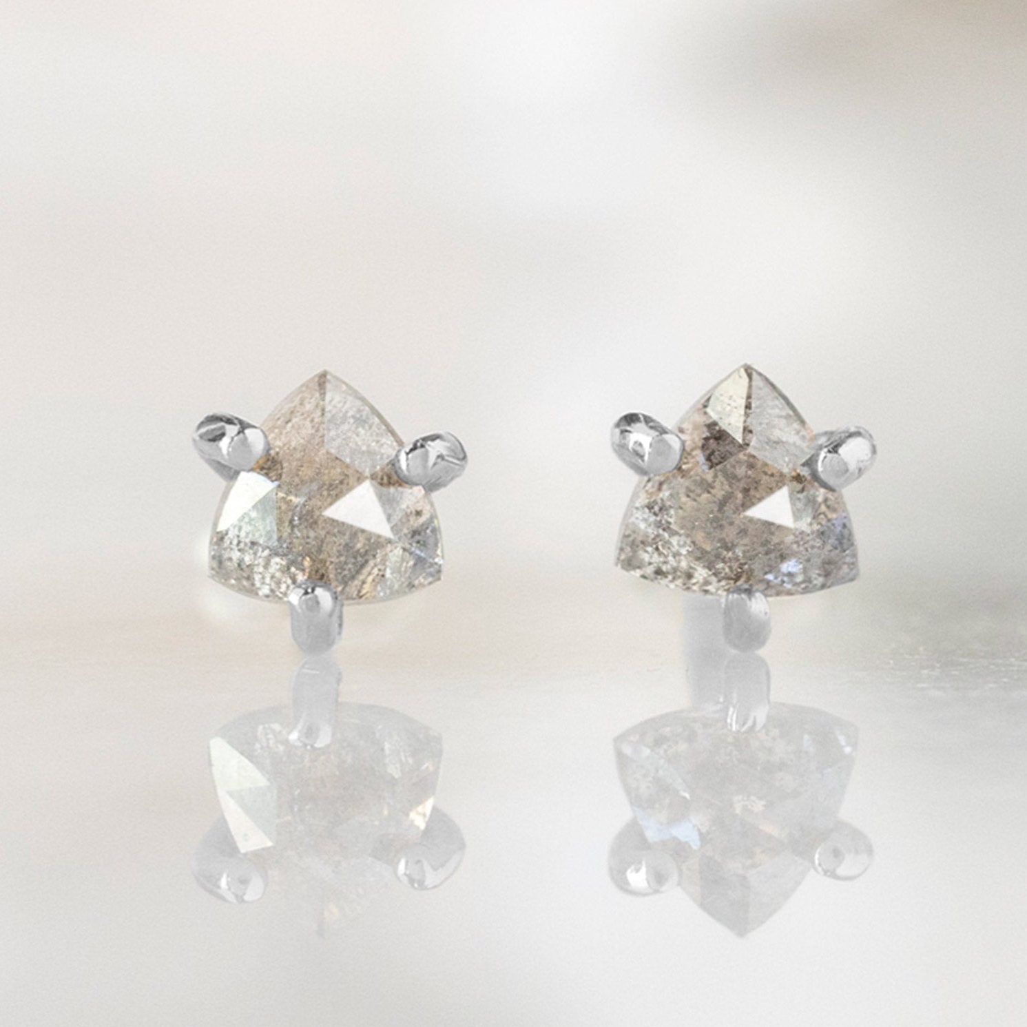 0.50 Carat Salt and Pepper Diamond Trillion Stud Earrings