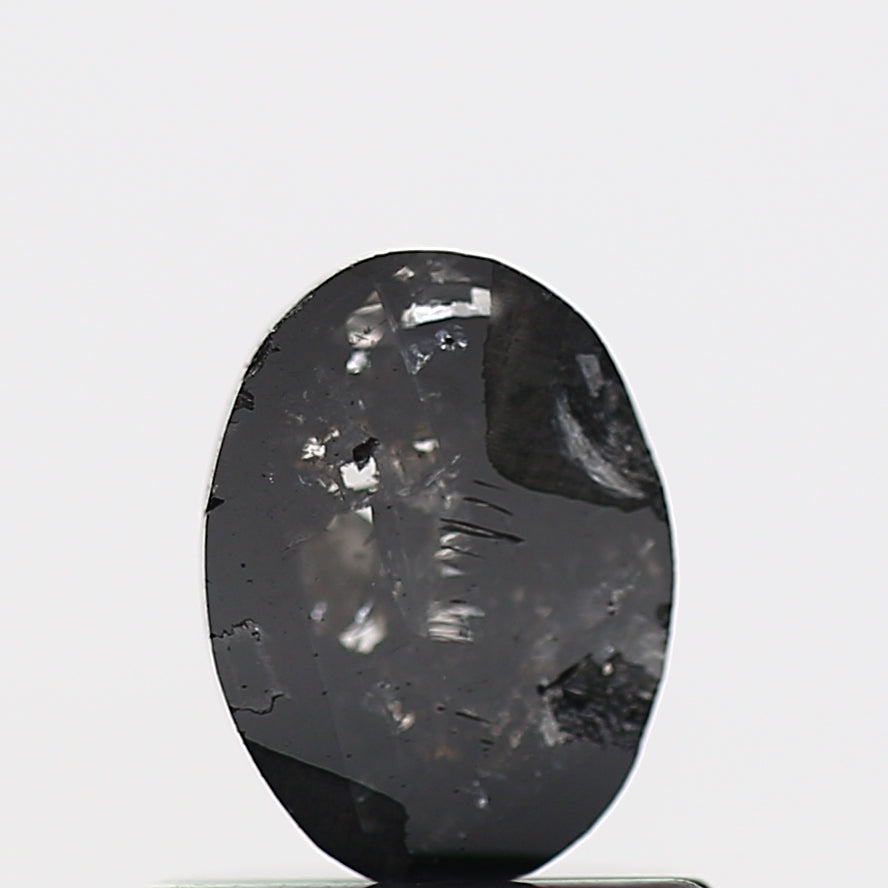 0.51 Carat Oval Rose Cut Natural Black Diamond 6.2 MM