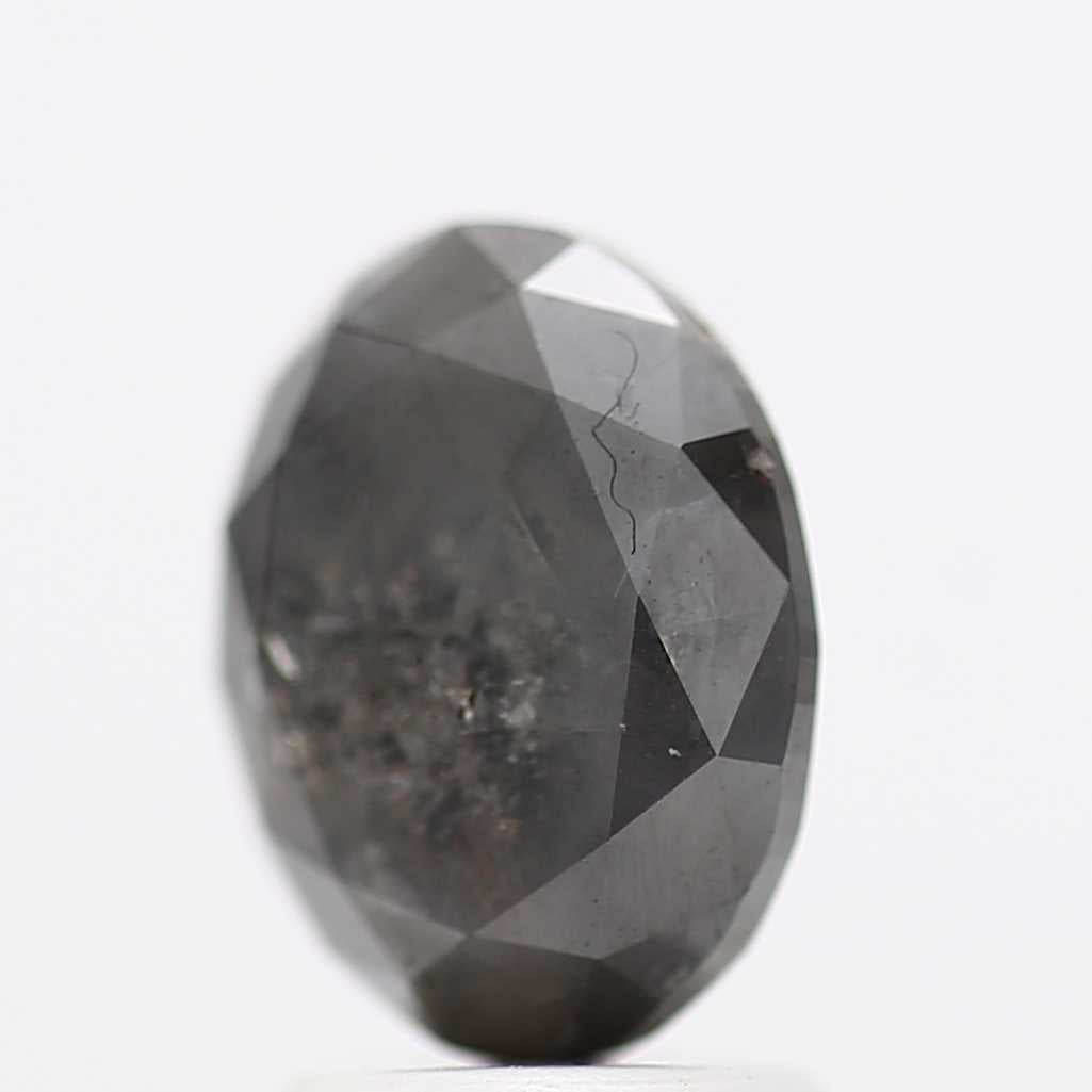 2.53 Carat Natural Gray Oval Salt Pepper Diamond 9.20 MM