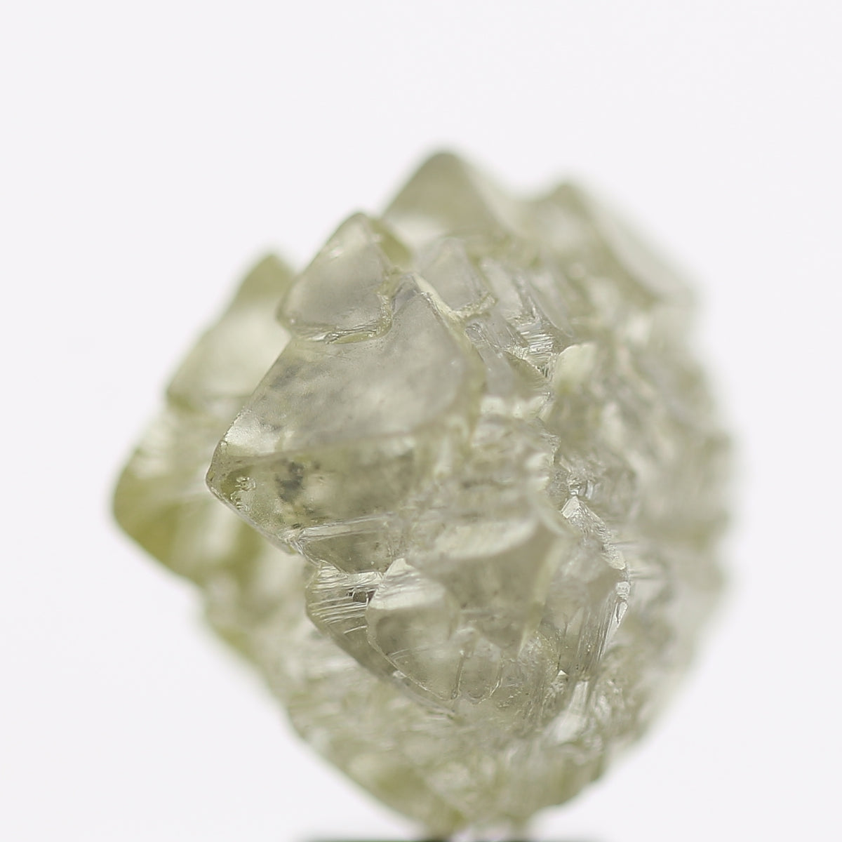 10 Ct Rough Diamond Octahedron Light Green Gray Raw Stone 12.70 MM
