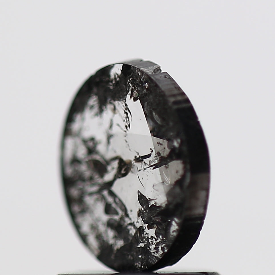 0.73 Carat Oval Slice Polki Salt and Pepper Diamond 7.20 MM