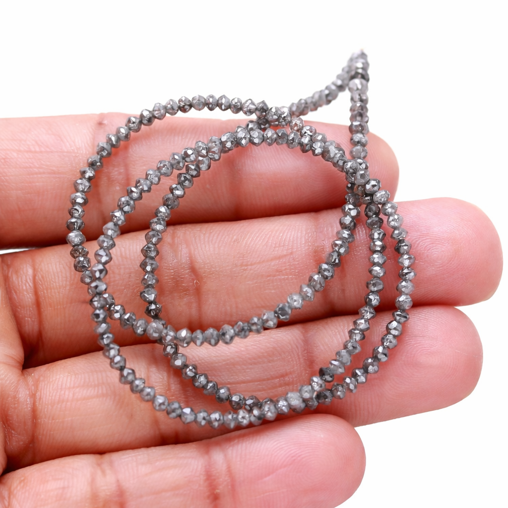 Salt & Pepper Natural Grey Diamond Rondelle Faceted Beads 2.5 mm