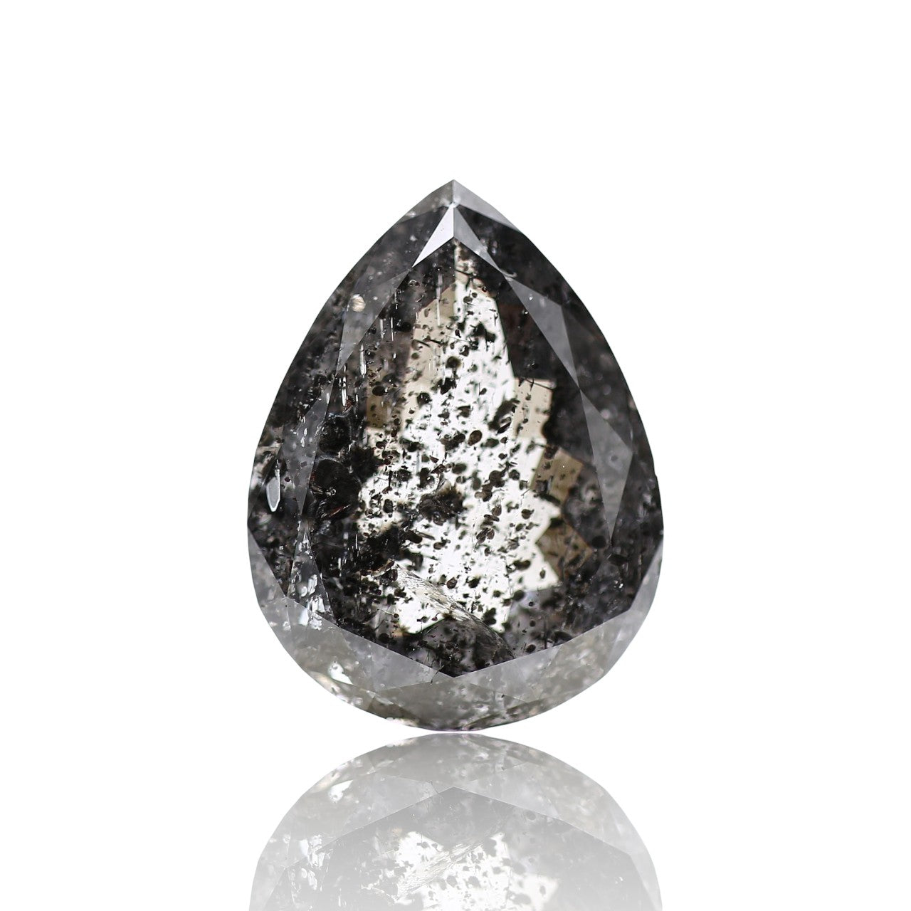 5 Carat Natural Galaxy Gray Pear Shape Salt and Pepper Diamond