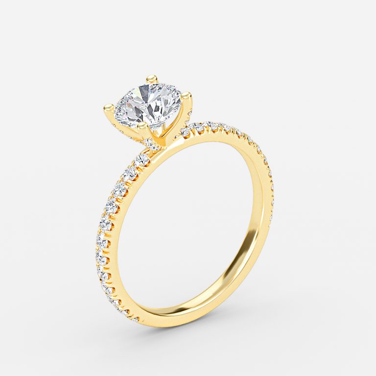 Jose Round Unique Diamond Engagement Ring 14K / 18K Solid Gold