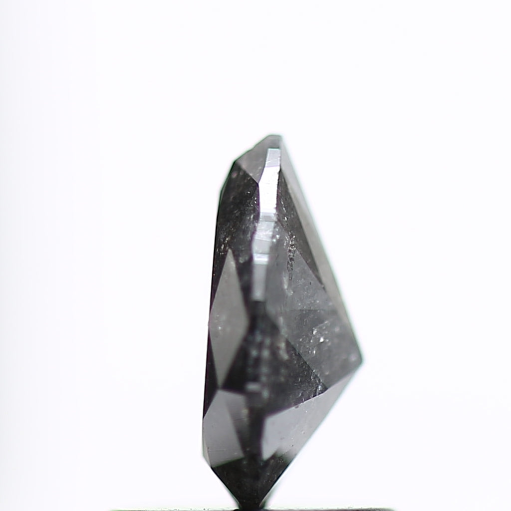 0.79 Carat Fancy Pear Black Salt and Pepper Diamond 7.25 MM
