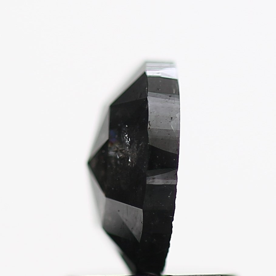 0.83 Carat Black Oval Rose Cut Natural Salt and Pepper Diamond 6.8 MM