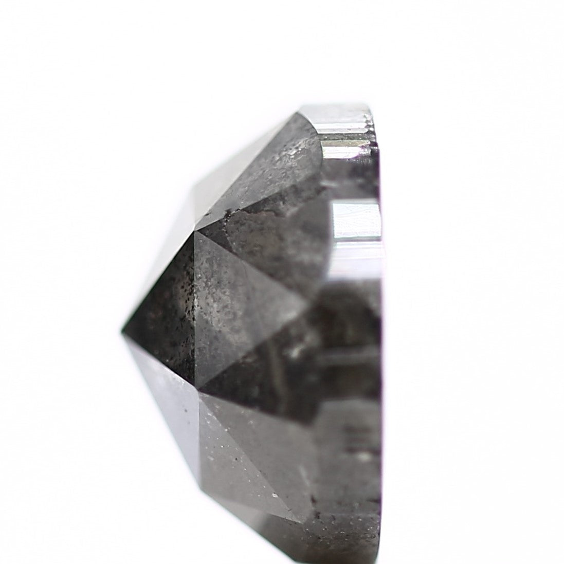 3.01 Carat 8.5 MM Natural Gray Rose Cut Salt and Pepper Diamonds - Blackdiamond