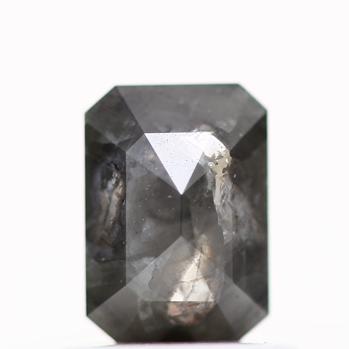 0.76 Carat 6.02 MM Natural Gray Emerald Cut Salt and Pepper Diamond - Blackdiamond