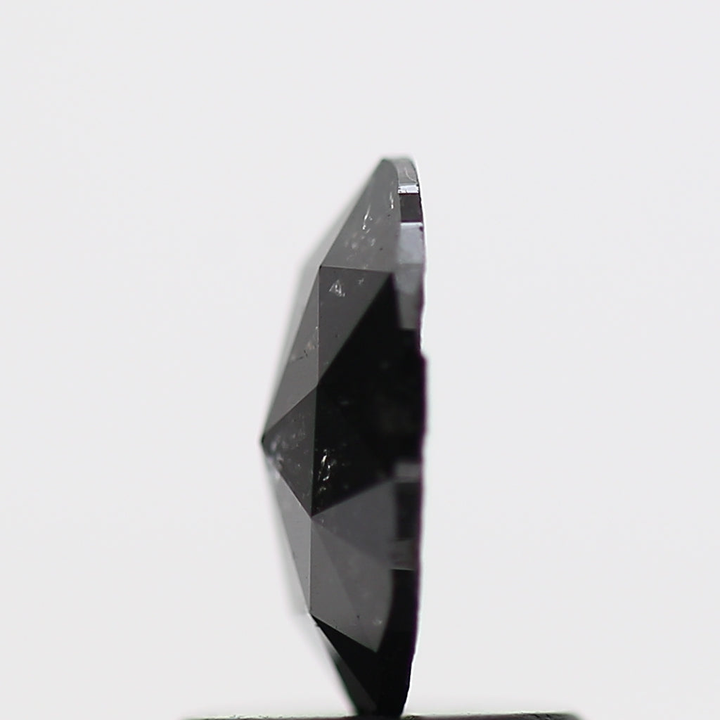 0.69 Carat Fancy Black Natural Rose Cut Diamond Oval 7.7 MM