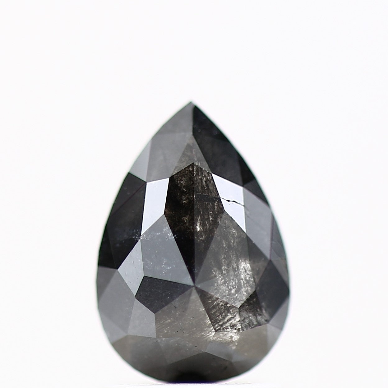 1.30 Carat Black Salt and Pepper Pear Loose Natural Diamond 8.73 MM