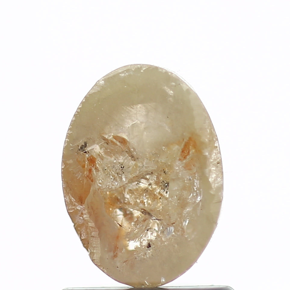 1.04 Carat Natural Rose Cut Rustic Oval Yellow Diamond 7.2 MM