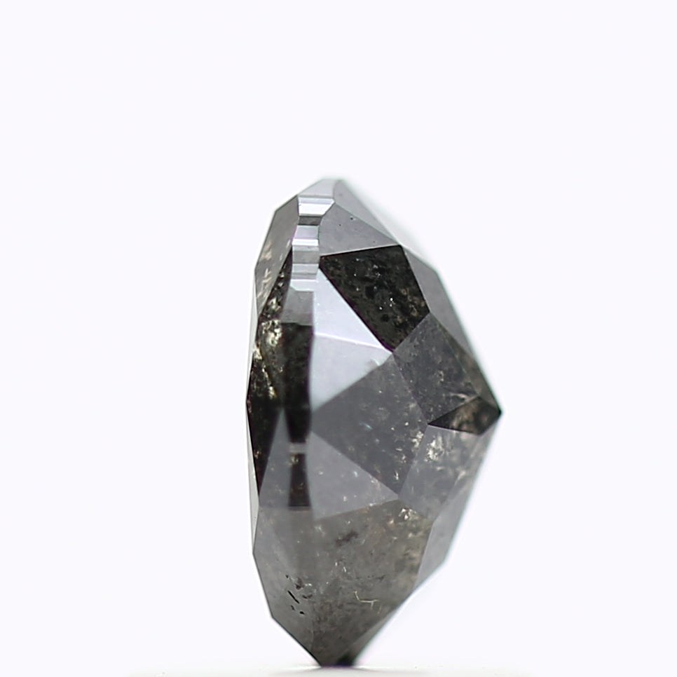 0.84 Carat Natural Oval Stones For Black Speckled Diamond Ring 6.75 MM