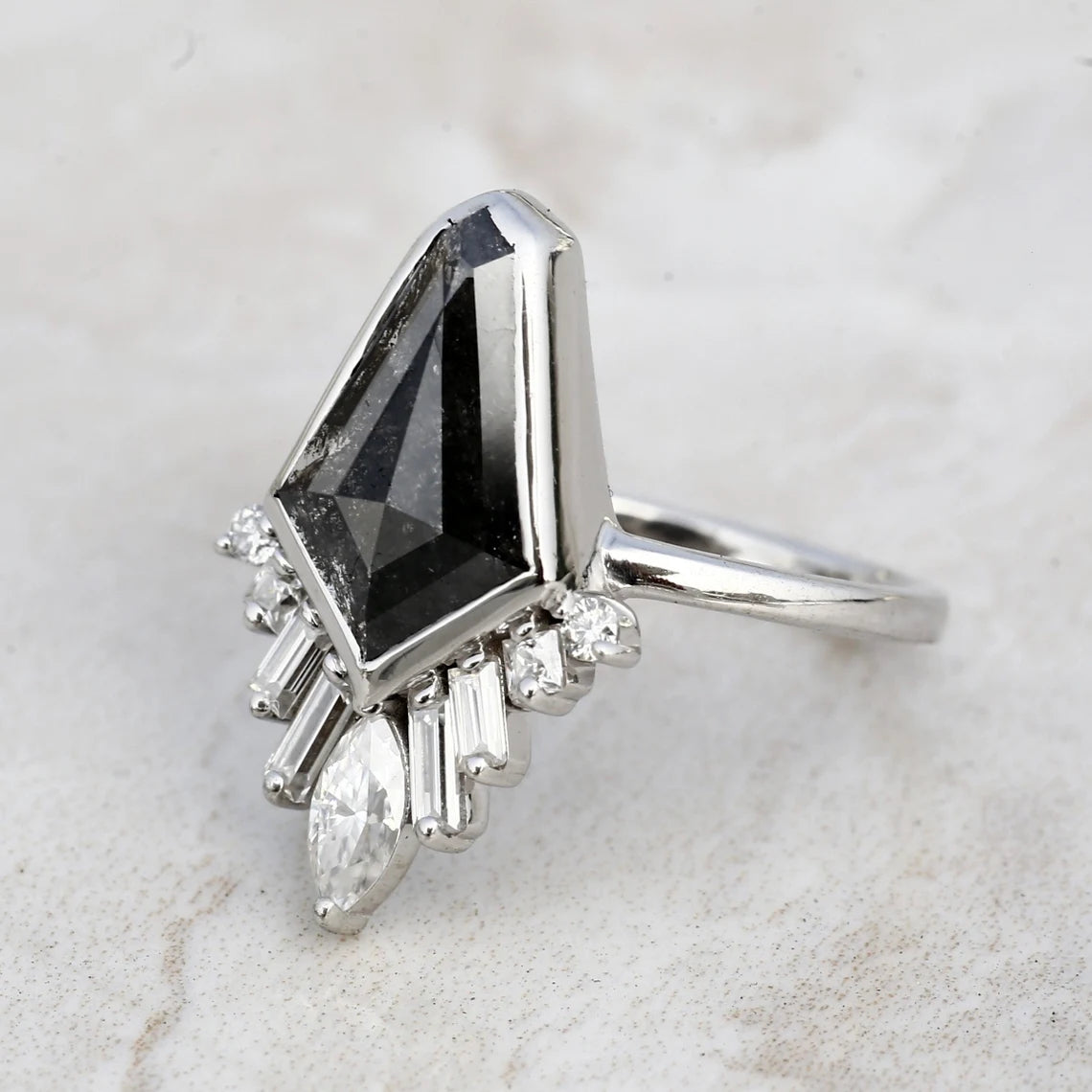 black and white diamond ring