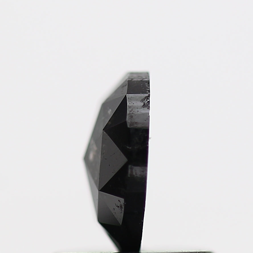0.51 Carat Oval Rose Cut Natural Black Diamond 6.2 MM