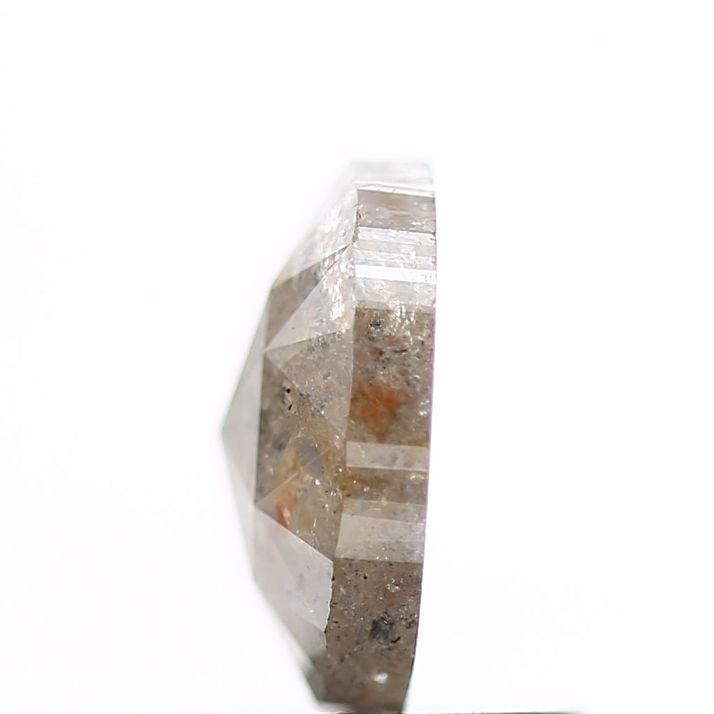 1.11 Carat Oval Rose Cut Salt and Pepper Diamond 7.1 MM