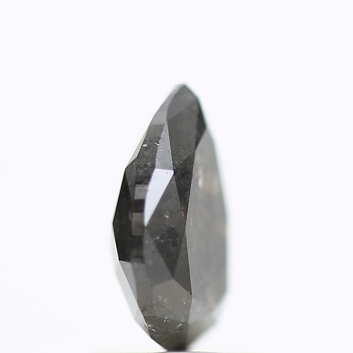 1.38 Carat Brilliant Pear Rose Cut Salt and Pepper Diamond 8.42 MM