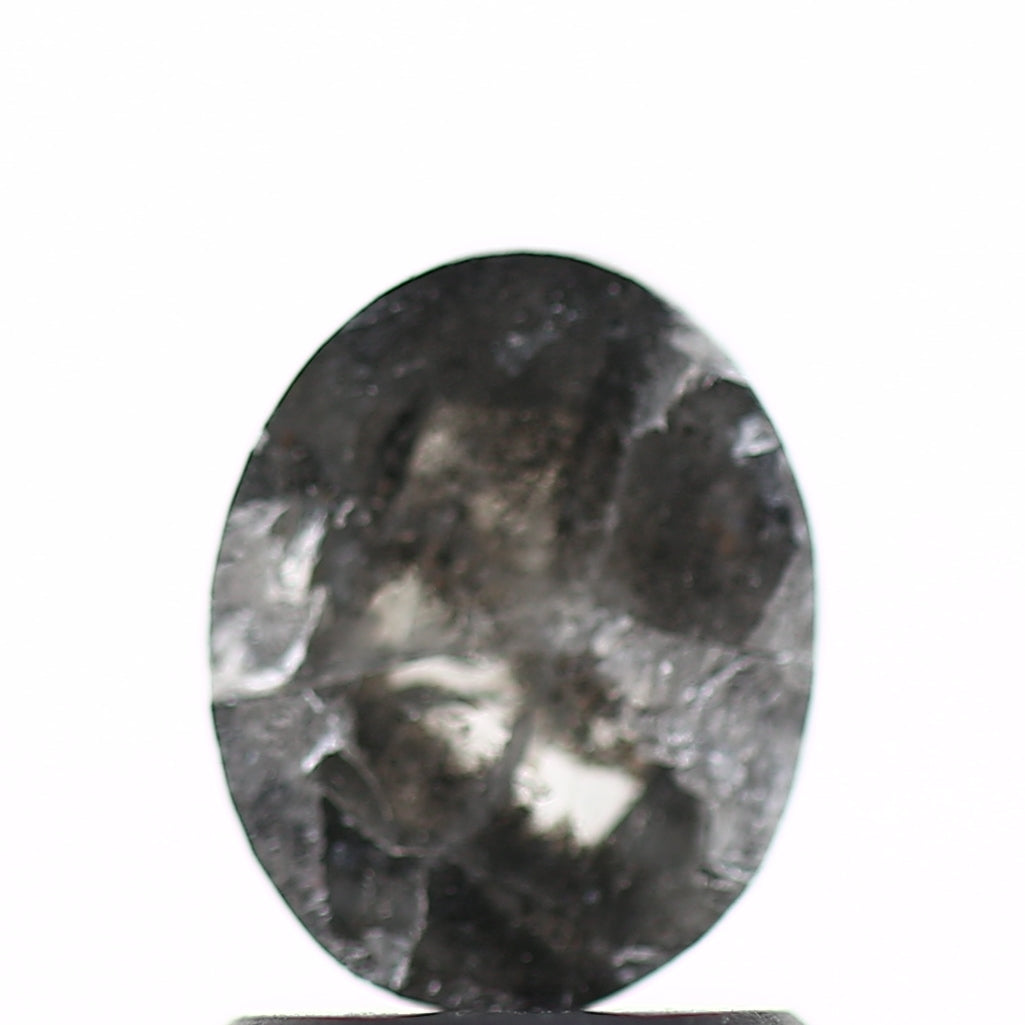 0.96 Carat Oval Cut Salt and Pepper Diamond 7.40 MM